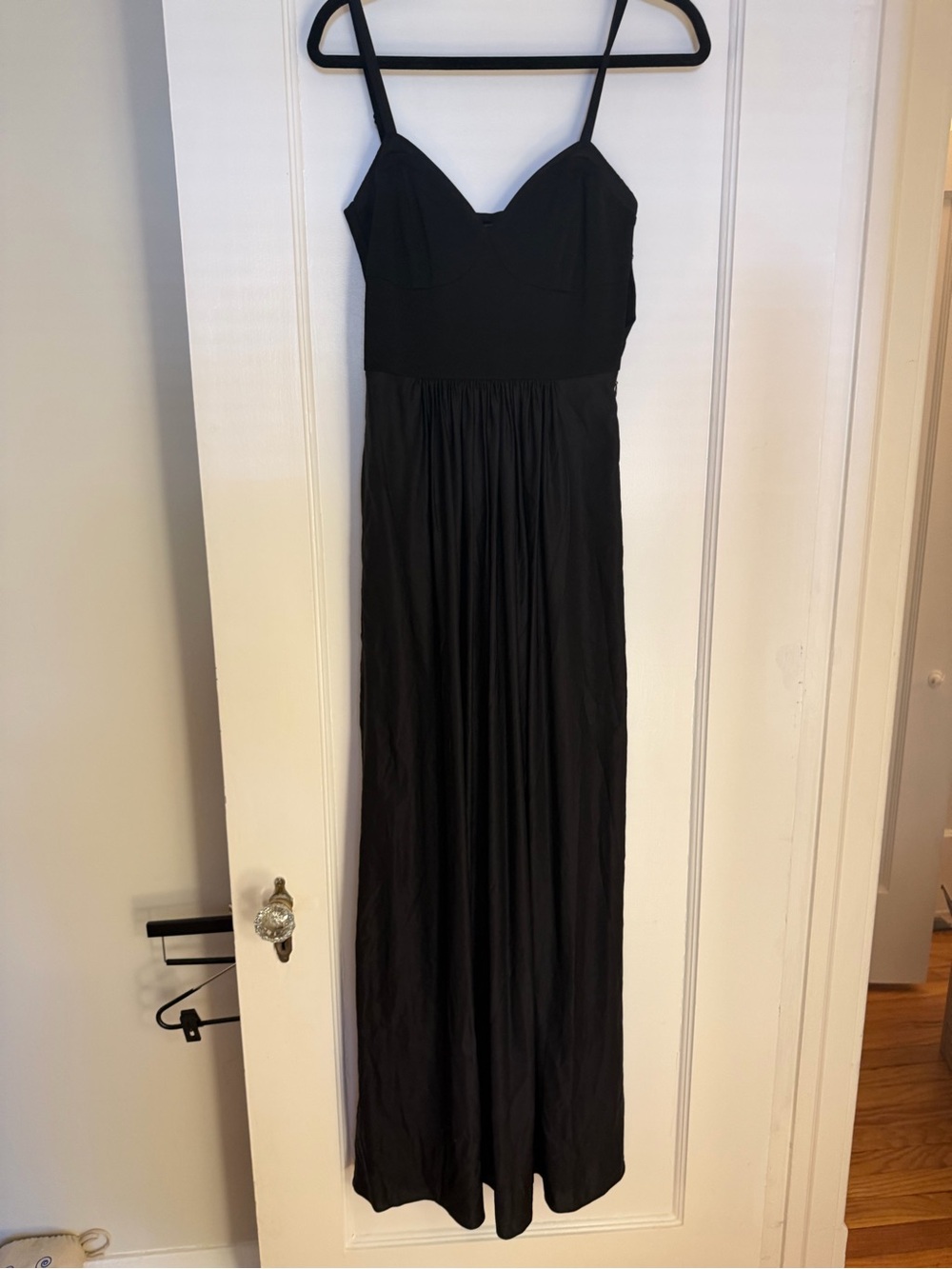 BCBGMaxAzria Black Spaghetti Strap Floor-Length Dress